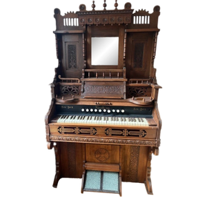 Antique Needhan Victorian High Back Parlor Pump Organ