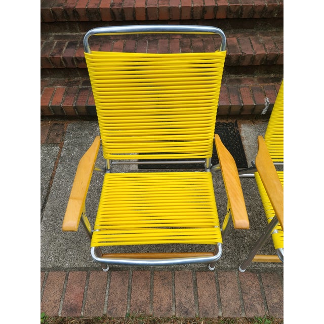 Metal 1960s Yellow Telescope Tube Furniture Company Outdoor Chairs - Set of 2 For Sale - Image 7 of 12