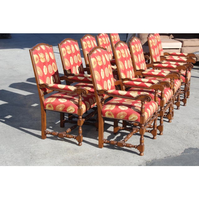 17th Century Style European Floral Fabric Dining Chairs - Set of 10 For Sale - Image 10 of 13
