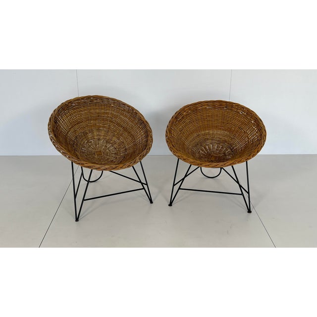 Vintage Chair in Cone Wicker, 1960s For Sale - Image 4 of 8