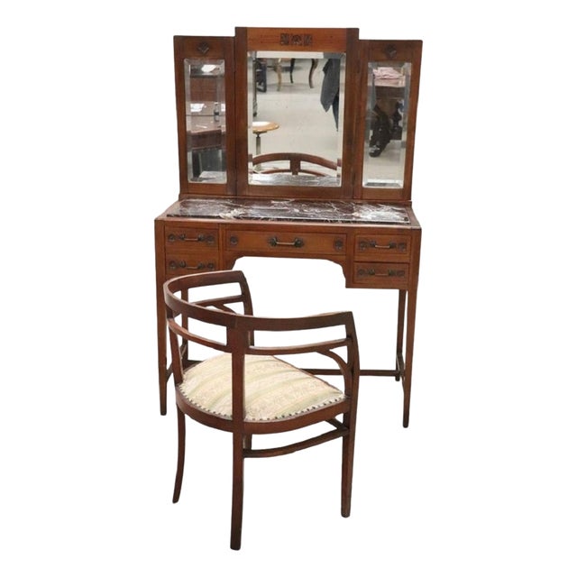 Dressing Table in Cherry with Armchair, Set of 2 For Sale