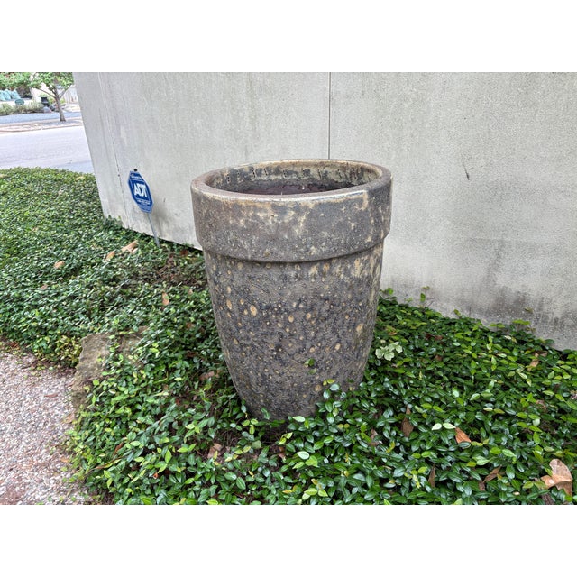 1960s Monumental Pair of Glazed Pottery Garden Urns For Sale - Image 12 of 15