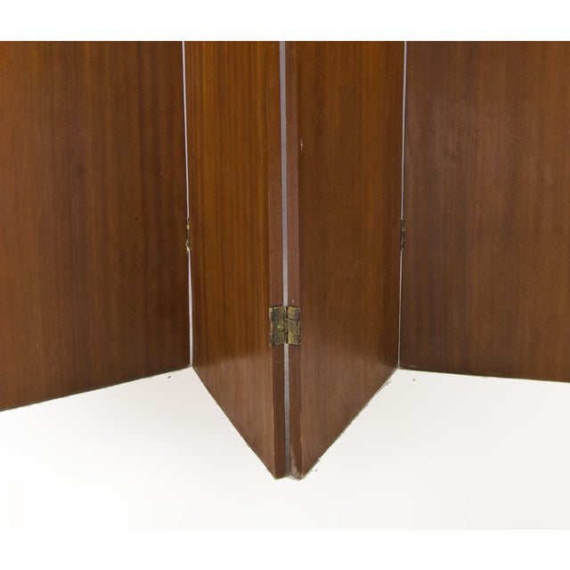 Chocolate 1930s Art Déco 4-Pannel Straw Marquetry Folding Screen Designed by Jean-Michel Frank for Comte s.a., Argentina For Sale - Image 8 of 8