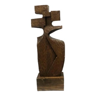 American Mid-Century Modernist Abstract Hand-Carved Wood Sculpture, Ca. 1950s For Sale