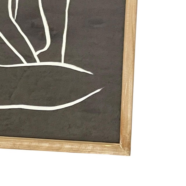1970s Framed Minimalist Abstract White Line Figure Artwork on Black Background. For Sale In Seattle - Image 6 of 10