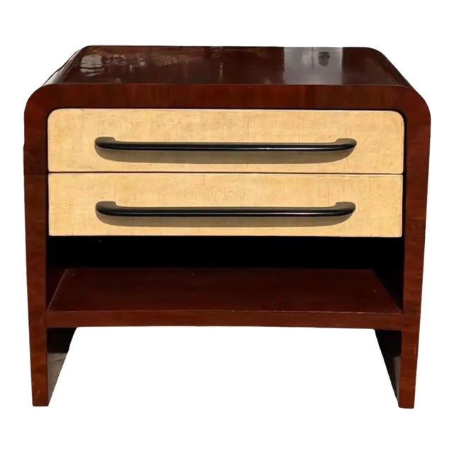 1940s Vintage Italian Art Deco Mahogany Nightstand Commode For Sale