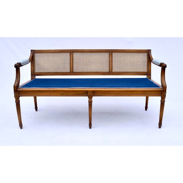 French Louis XVI Style Caned Settee For Sale - Image 13 of 13
