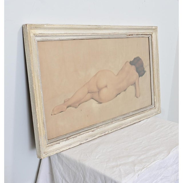 Paper French Vintage Framed Nude Drawing For Sale - Image 7 of 11