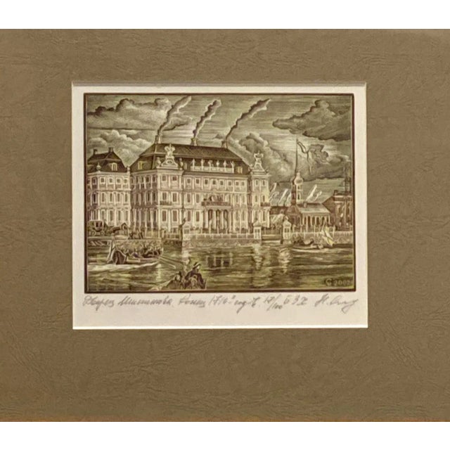 A Continental engraving, 19th century, in custom frame.