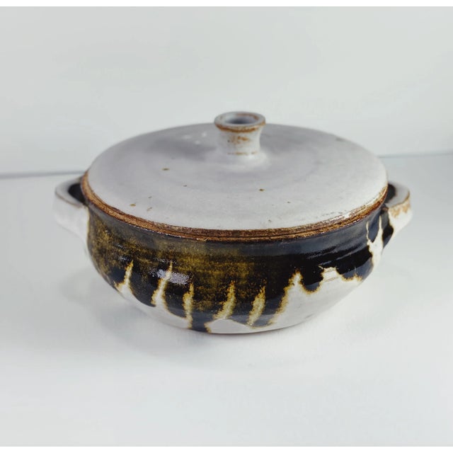 Studio Pottery Bowl With Lid in Greige For Sale - Image 13 of 13