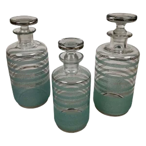 Cabana Style Glass Carafes, 1930s, Set of 3