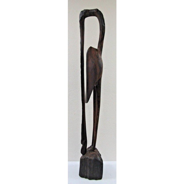 Early 20th Century African Tall Slender Wooden Crane Sculpture Attributed to Bunmi Babatunde For Sale In Miami - Image 6 of 8