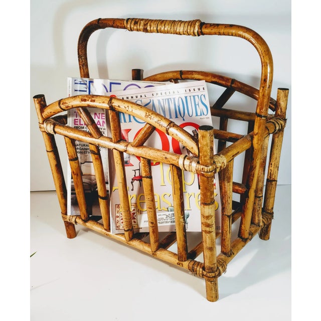 Mid 20th Century Mid Century Bamboo Magazine Rack Holder Crespi Style For Sale - Image 5 of 9