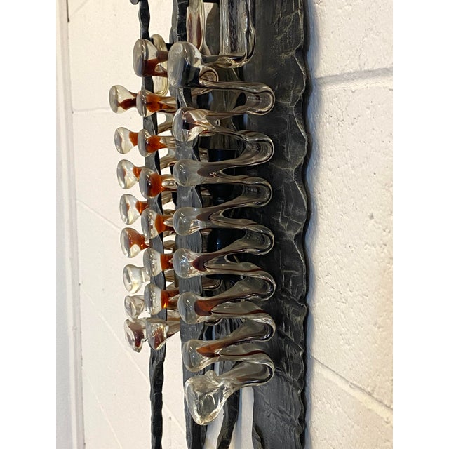 Brutalist Aplique in Wrought Iron and Glass, 1960s For Sale - Image 7 of 18
