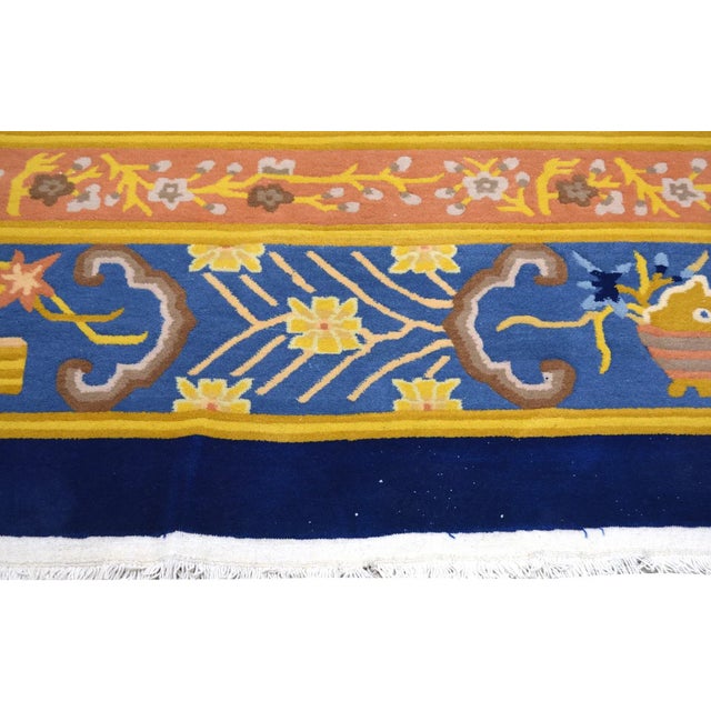 Vintage Chinese Art Deco Hand Knotted Wool Rug,10'9'' X 14'4'' For Sale - Image 4 of 7
