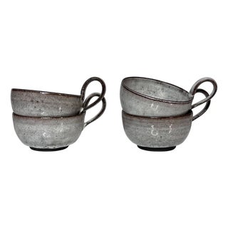 Studio Ceramic Tea Cups attributed to Elli and Walter Serocka, Germany, 1970s, Set of 4 For Sale
