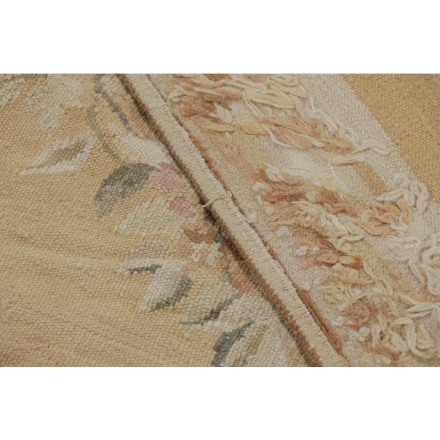 Textile Rug & Kilim’s Aubusson Style Rug in Gold and Beige With Floral Medallion For Sale - Image 7 of 7