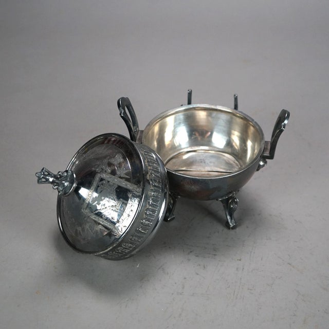 Eight Piece Antique Egyptian Revival Silver Plated Figural &amp; Footed Tea Set with Mask C1890 Measures - 16.25"H x 7.5"W...