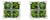 .925 Sterling Silver 3/8 Cttw Treated Green Princess-cut Diamond 4 Stone Composite Quad Stud Earring (Green Color, I1-I2 Clarity) For Sale