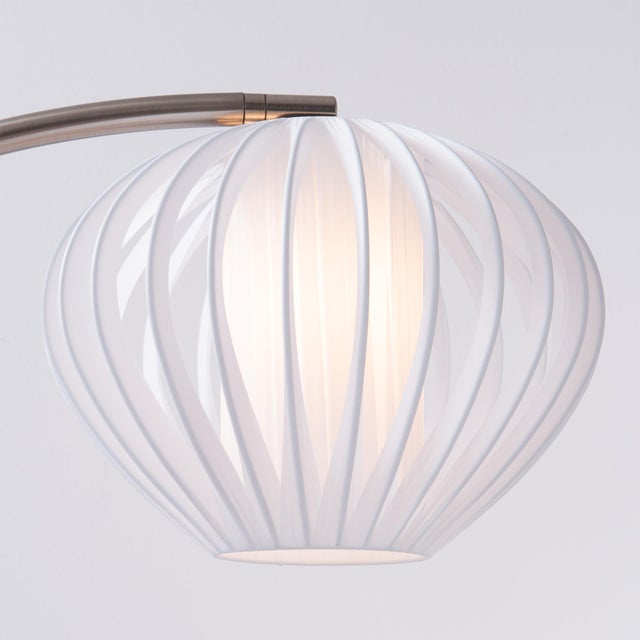 2020s Boomerang Table Lamp, Modern Black Oak/Satin Nickel Steel, Sphere White Shade For Sale - Image 5 of 7