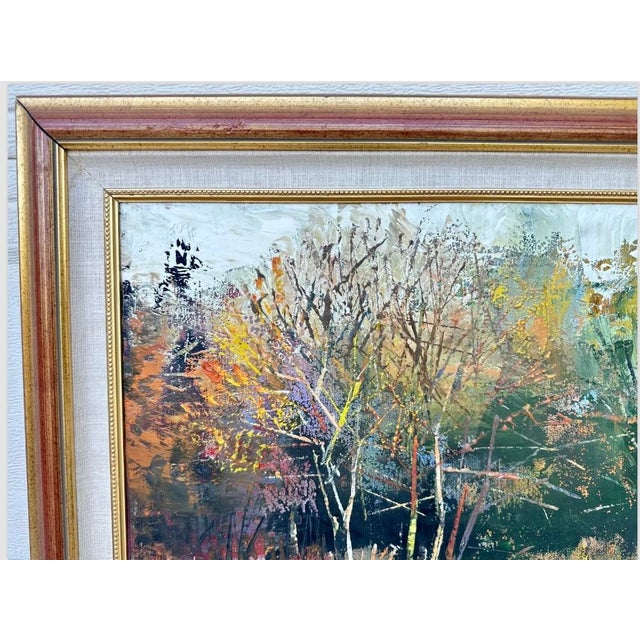 Contemporary 1980s Mykola Bodnar – Autumn Forest Landscape Original Oil Painting, Framed For Sale - Image 3 of 12
