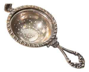 Vintage 800 Silver Tea Strainer with Ornate Handle, 1970s