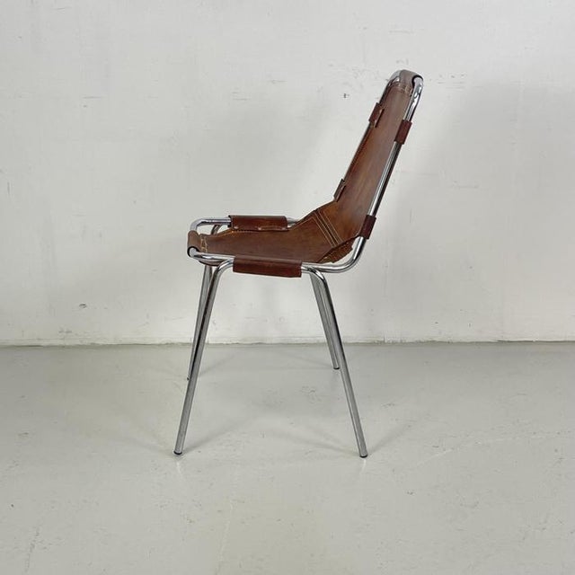 Le Corbusier Brown Leather Chair by Charlotte Perriand and Le Corbusier for Les Arcs, 1970s For Sale - Image 4 of 7
