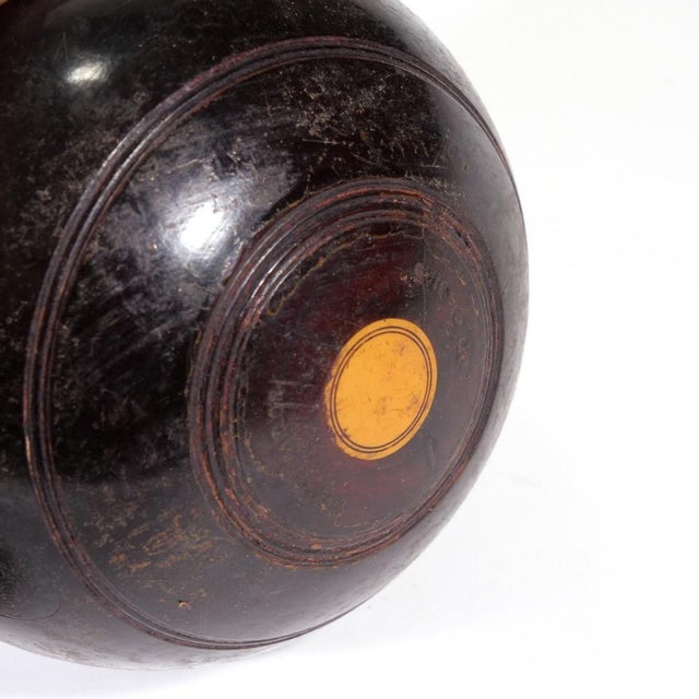Antique Lignum Vitae Bocce Lawn Bowling Balls & Leather Carrying Case--a Pair For Sale In New York - Image 6 of 9