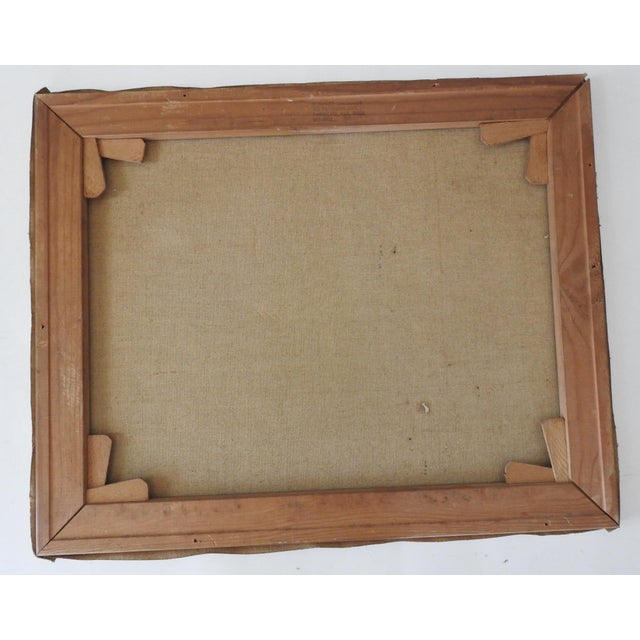 Blue Vintage Norwegian Snowy Winter Forest Landscape Painting For Sale - Image 8 of 8