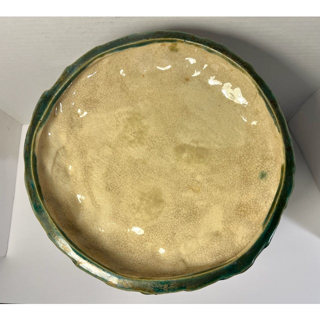 Mid-Century Modern Italian Chinoiserie Majolica Monkey & Bok Choy Sculpture Compote Centerpiece For Sale In Los Angeles - Image 6 of 10