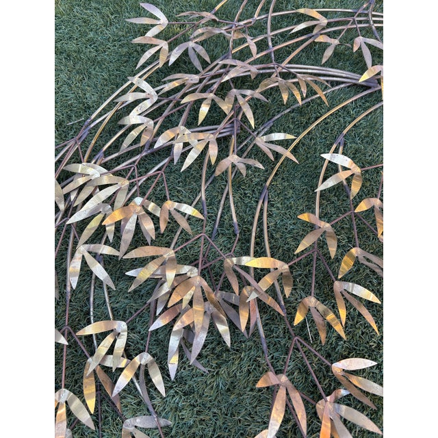 Vintage brass C Jere bamboo leaves wall art sculpture. Signed and dated 1982. Some patina and wear but in good overall...