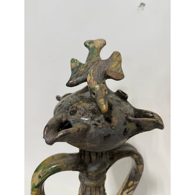 Antique French Saintonge Glazed Terracotta Bird Roof Finial Sculpture For Sale - Image 10 of 10