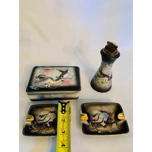 Ceramic Mid 20th Century Dragonware Moriage Complete Smoking Ensemble - 4 Piece Set For Sale - Image 7 of 13