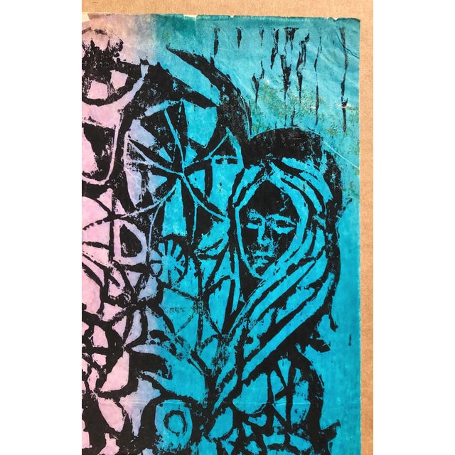 1970 Ruth Freeman Abstract Woodcut For Sale - Image 4 of 5