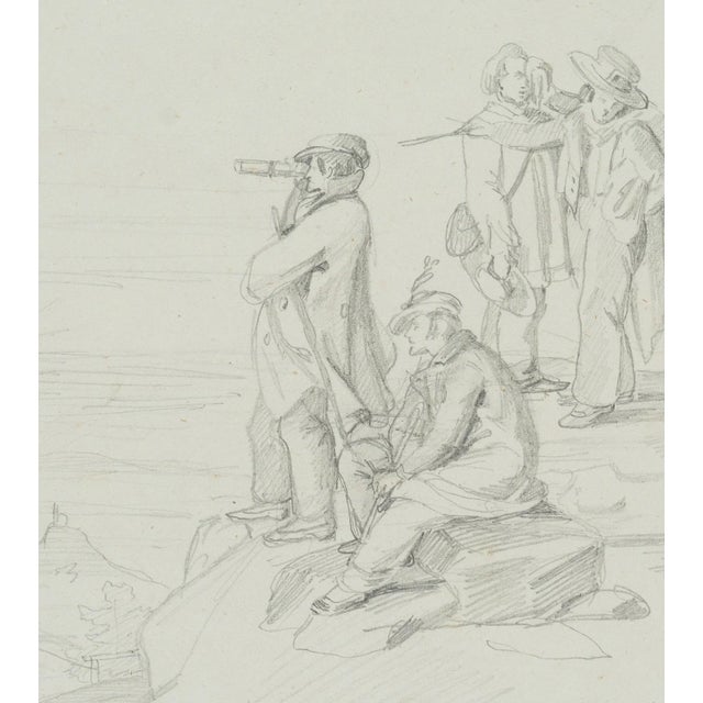 I. Ritschel, Mountain Traveler at Sunrise, 1820, Pencil For Sale - Image 3 of 5