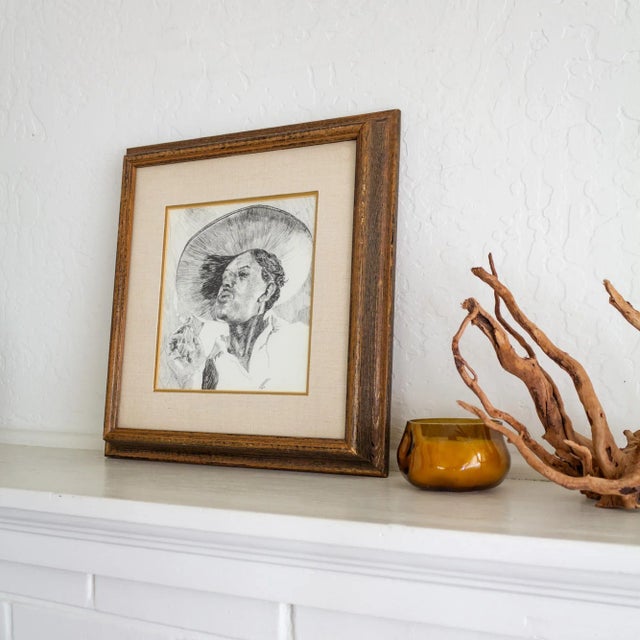 Early 20th Century Early 20th Century Pen and Ink Portrait by Weldon Amerine For Sale - Image 5 of 9