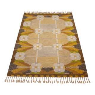 Vintage Swedish Röllakan Wool Rug by Ingegerd Silow for Axeco Svenska AB, 1950s For Sale