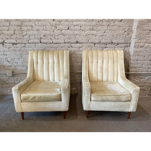 1960s 1960s Vintage Wingback Chairs - A Pair Plus Ottoman For Sale - Image 5 of 11