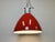 Large Industrial Red Painted Factory Lamp from Elektrosvit, 1960s For Sale - Image 14 of 16