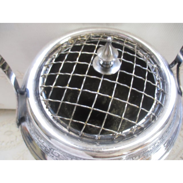 Art Nouveau Antique Art Nouveau Pairpoint Ornate Sliverplate Flower Basket With Wire Frog Top For Sale - Image 3 of 11