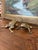 Pair of Vintage Brass Toned Crouching Frog Sculptures With Open Mouth and Textured Detailing.. For Sale In Seattle - Image 6 of 10