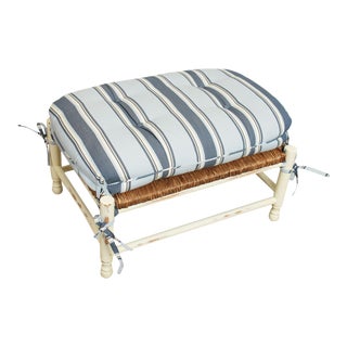 Michael Thomas Rush Seat Painted Ottoman For Sale