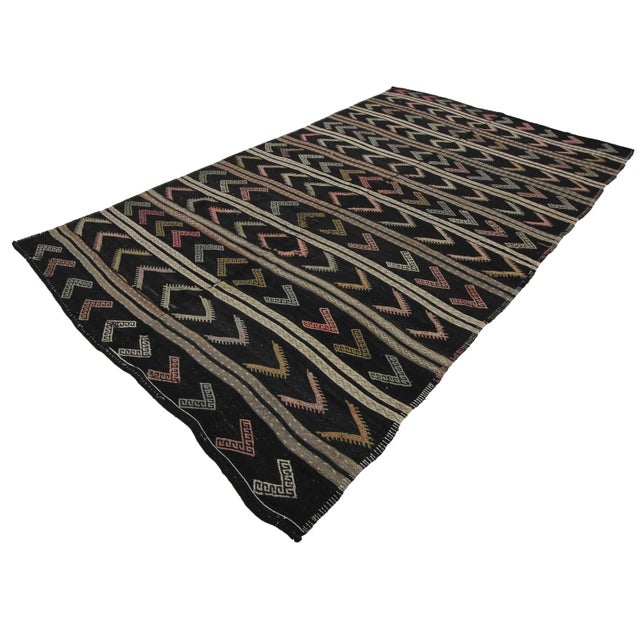 1960s Vintage Embroidered Goat Hair Kilim Rug- 7′5″ × 12′3″ For Sale In Los Angeles - Image 6 of 7