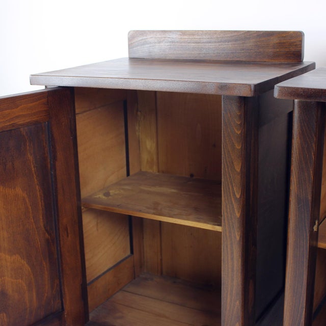 Tall Vintage Bedside Tables in Wood, Czechoslovakia, 1930s, Set of 2 For Sale - Image 4 of 16