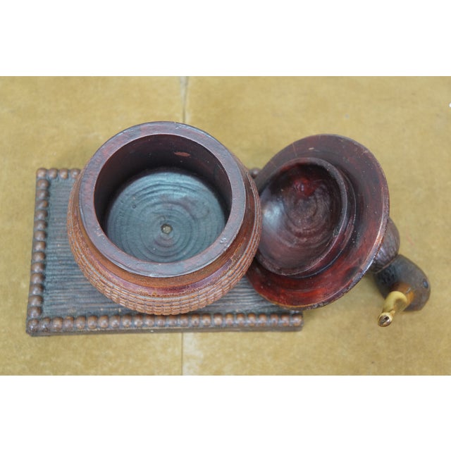 Antique Danish Carved Folk Art Hunt Pipe Bird Tobacco Keepsake Box 8" For Sale - Image 10 of 16