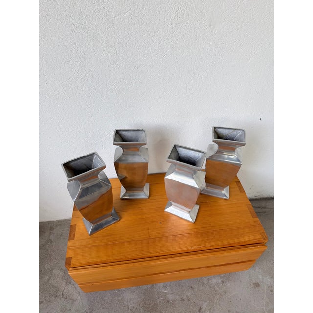 Vintage Vases in Aluminum, 1970s, Set of 4 For Sale - Image 12 of 18