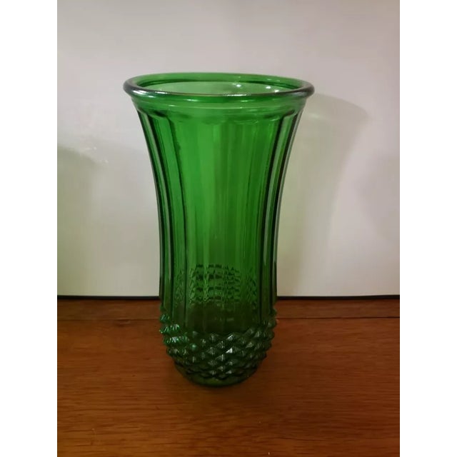 This is a Vintage Hoosier Glass/Hour Glass Diamond Cut & Ribbed Vase, 9 3/4" (#2). It measures 9 3/4" high and 4 3/4“ in...