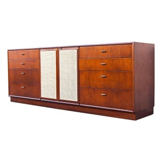 Restored Mid Century Oak & Cane Credenza by Jack Cartwright for Founders For Sale