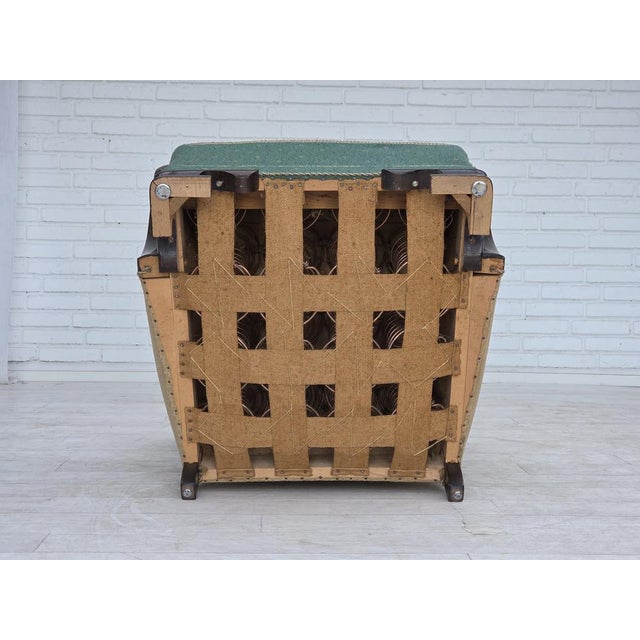 Danish Armchair in Green and Beige Furniture Wool, 1960s For Sale - Image 13 of 18