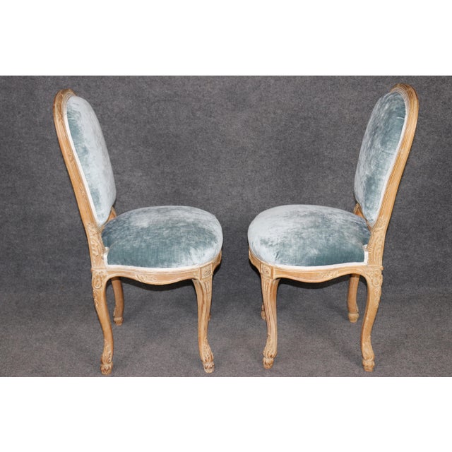 French Important Set 12 Antique French Louis XV Style Distressed Carved Dining Chairs For Sale - Image 3 of 18
